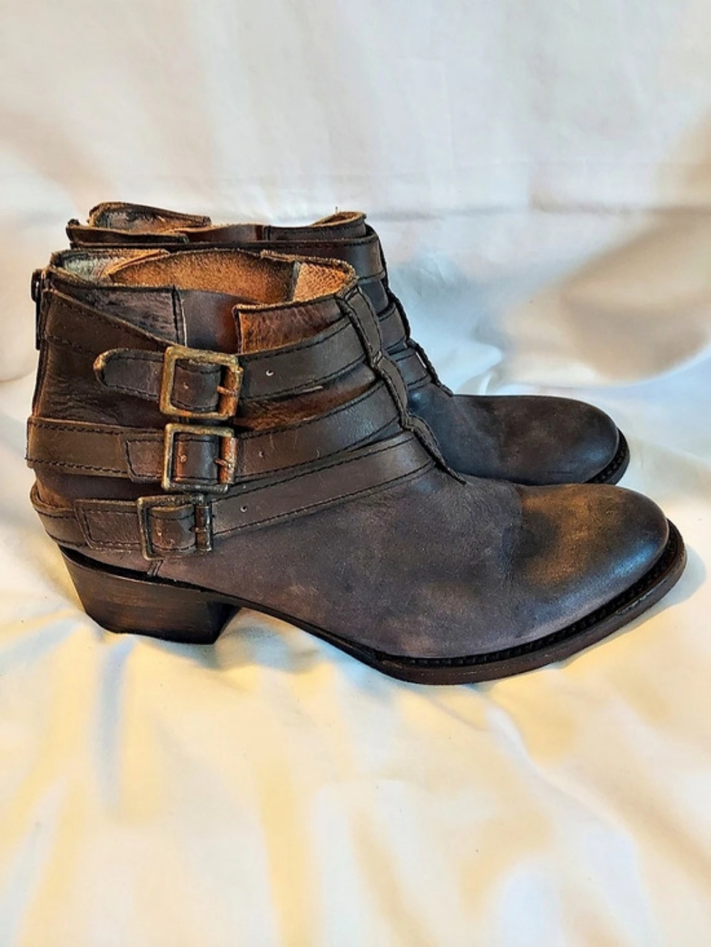Freebird by Steven Soar Distressed Leather Strap Booties Size 9